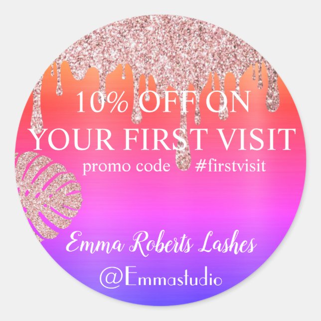 Pegatina Redonda Oferta de venta de descuento (Anverso)