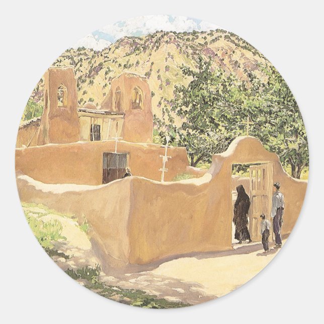 Pegatina Redonda Oferta para San Esquipula por Walter Ufer (Anverso)