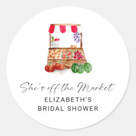 Pegatina Redonda Off the Market Bridal Shower Gracias Personalizado
