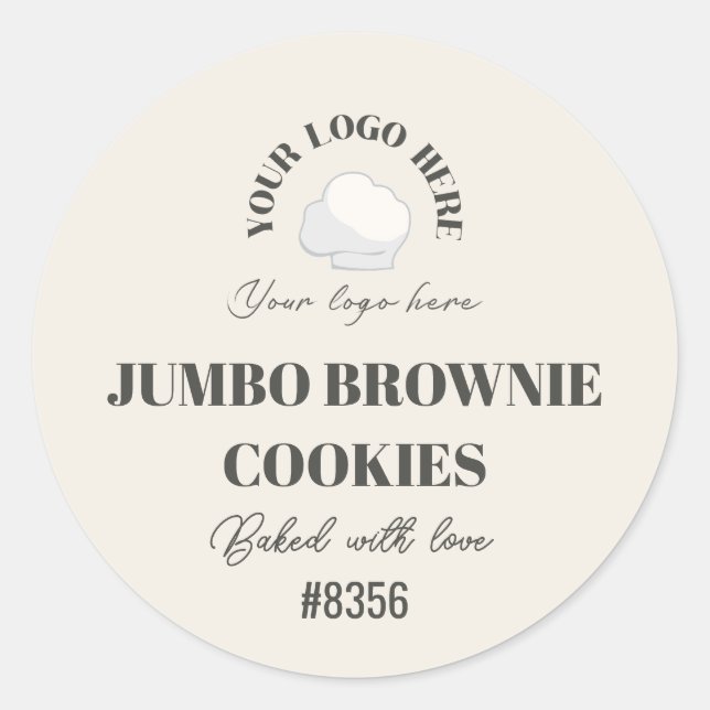 Pegatina Redonda Off-White Grey Cookie Batch Number Your Logo Here (Anverso)