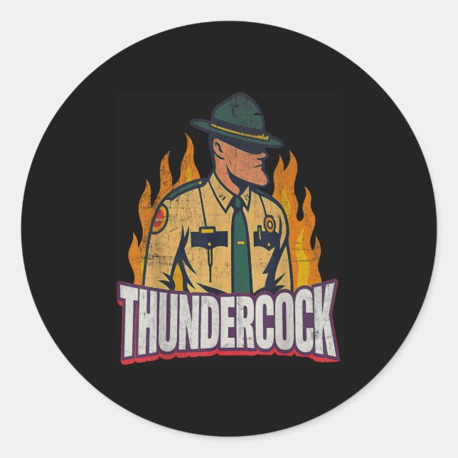 Pegatina Redonda Officer Sergeant Cius Thunder Bodycam Funny Meme  (Anverso)