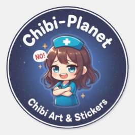 Pegatina Redonda Official Chibi-Planet Logo:  Sassy Nursing Sticker