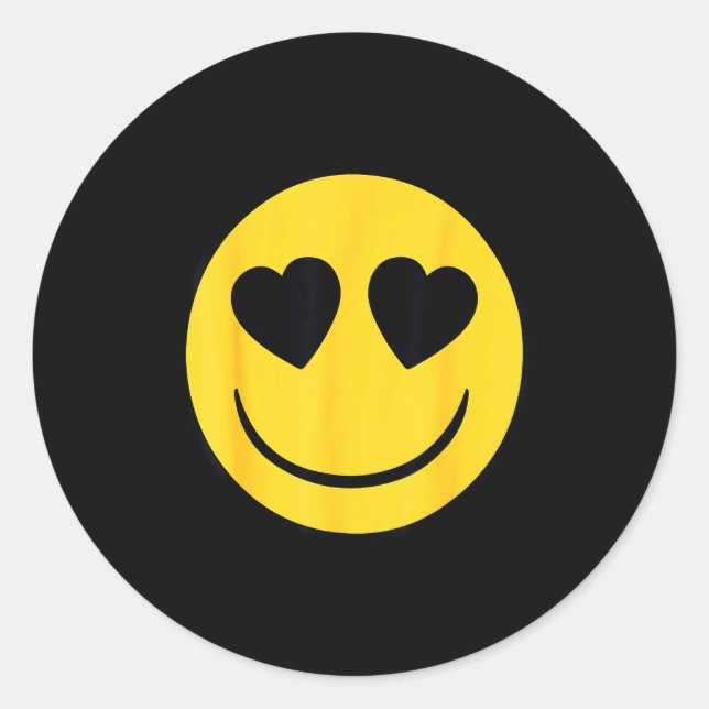 Pegatina Redonda Official Emoji Retro Heart Eyes Yellow Smile Face  (Anverso)