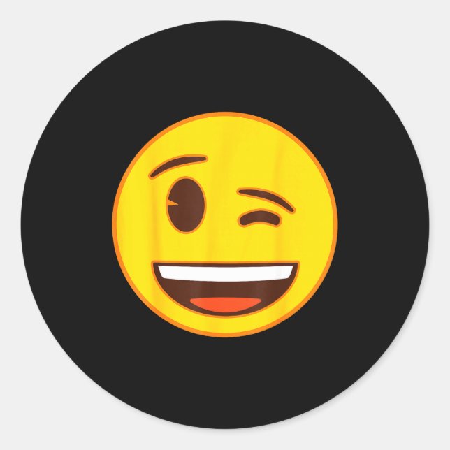 Pegatina Redonda Official Emoji Wink Winking Yellow Smile Face  (Anverso)