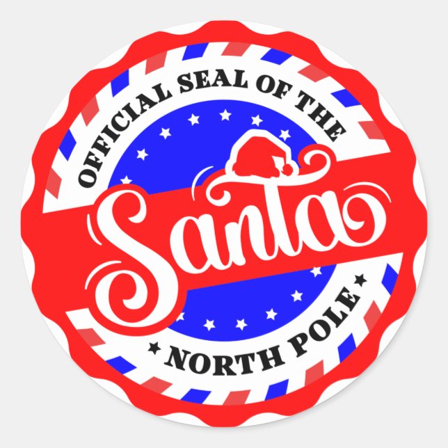 Pegatina Redonda Official Seal of the North Pole - Santa (Anverso)