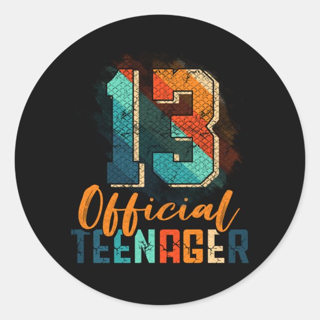 Pegatina Redonda Official Teenager 13th Birthday 13 Year Old Bday P (Anverso)