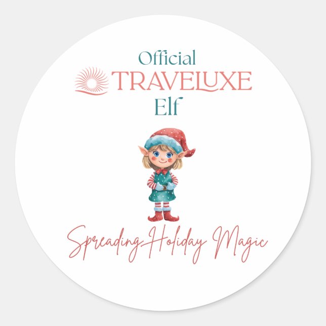 Pegatina Redonda Official Traveluxe Elf (Anverso)