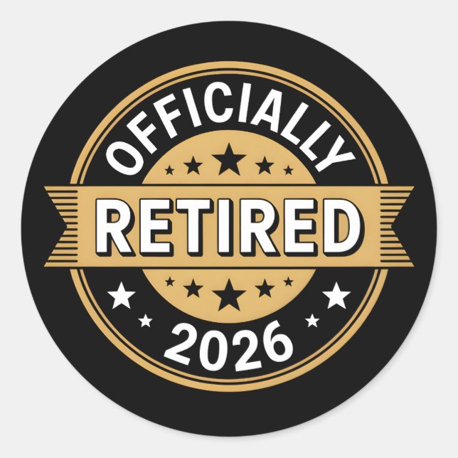 Pegatina Redonda Officially retired 2026 (Anverso)