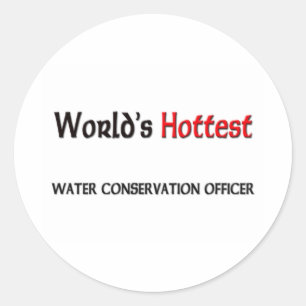 Pegatina Redonda Oficial de Conservación del Agua más caliente del 