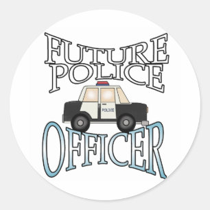 Pegatina Redonda Oficial de policía futuro del crucero de la