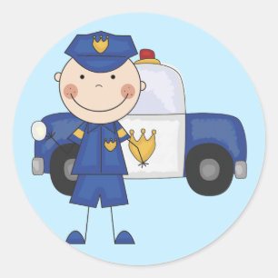 Pegatina Redonda Oficial de policía masculino camisetas y regalos