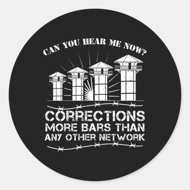 Pegatina Redonda Oficial de Prisiones Diciendo Oficial de Prisiones (Anverso)