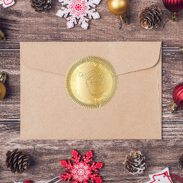 Pegatina Redonda Oficial Polo Norte Santa Seal Faux Gold