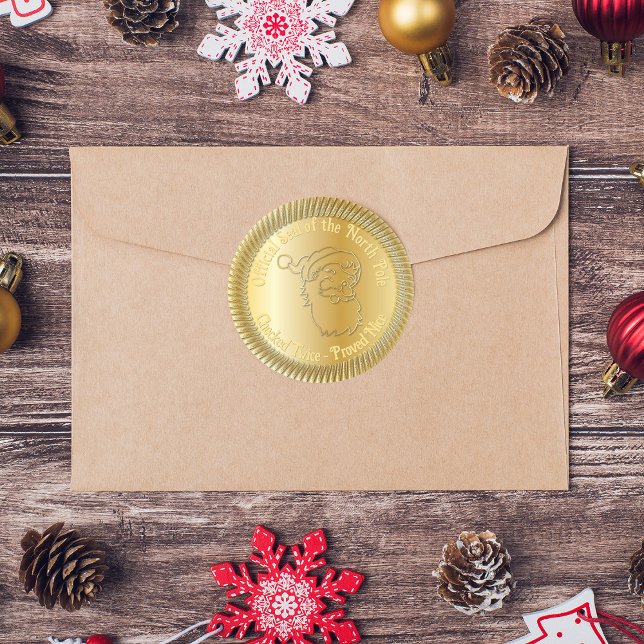 Pegatina Redonda Oficial Polo Norte Santa Seal Faux Gold (Subido por el creador)