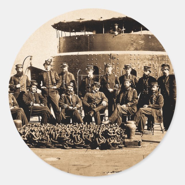 Pegatina Redonda Oficiales en cubierta de la guerra civil del (Anverso)