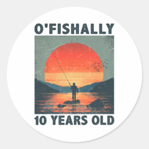 Pegatina Redonda Oficialmente 10 años 2015 Pesca Pescador 10º