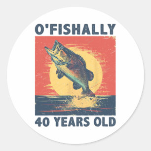 Pegatina Redonda Oficialmente 40 años 1985 Pesca Pescador 40º