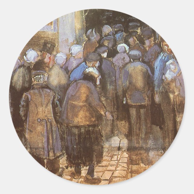 Pegatina Redonda Oficina de Lotería Estatal Vincent van Gogh (Diner (Anverso)