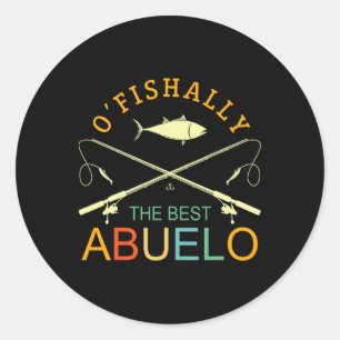 Pegatina Redonda Ofishally El Mejor Abuelo Pesca Vintage Abuelo 