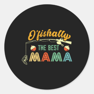 Pegatina Redonda Ofishally La Mejor Pescadora Mama Cute Mom Fishi