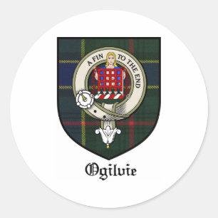 Pegatina Redonda Ogilvie Clan Escudo Badge Tartán