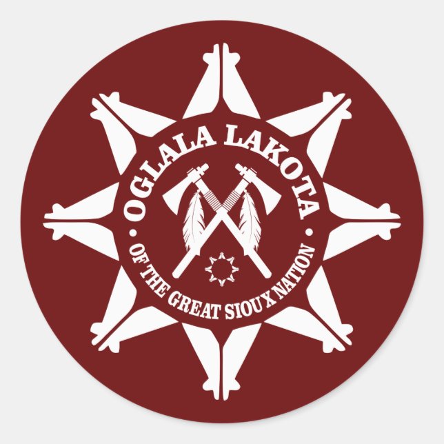 Pegatina Redonda Oglala Lakota (Anverso)