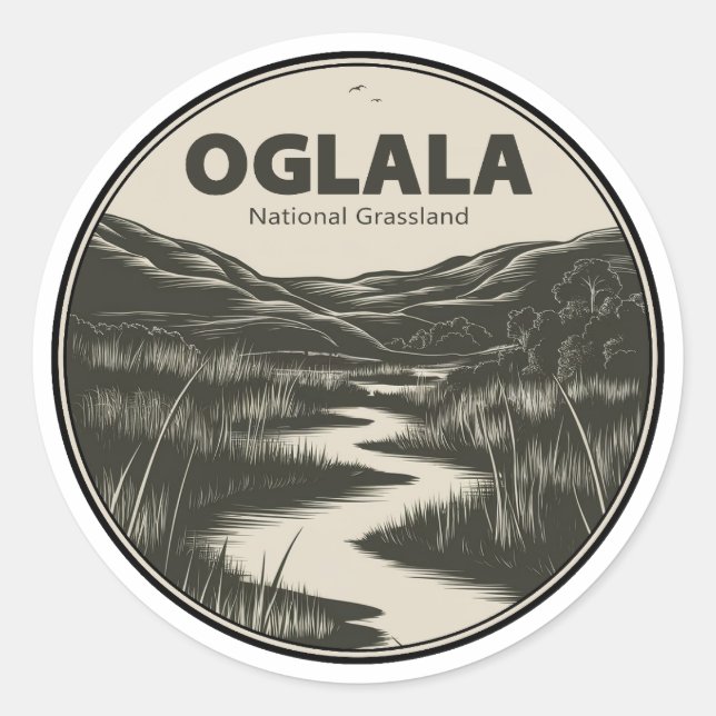 Pegatina Redonda Oglala Nebraska Stream (Anverso)