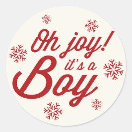 Pegatina Redonda Oh Alegría, es un niño elegante de los copos de ni