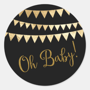 Pegatina Redonda Oh Baby Baby Shower