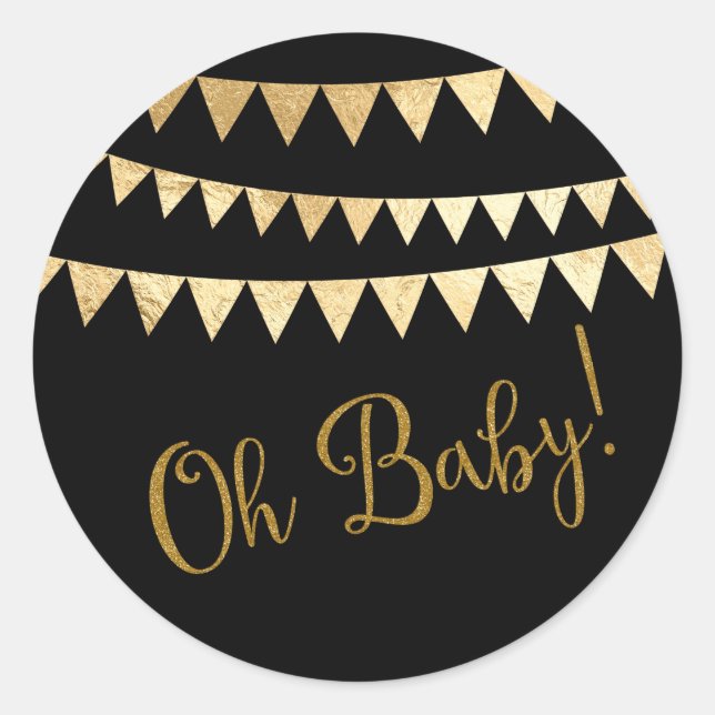 Pegatina Redonda Oh Baby Baby Shower (Anverso)