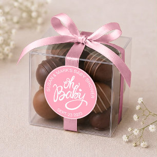 Pegatina Redonda Oh Baby Baby Shower Sticker - Niña