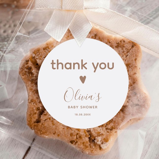 Pegatina Redonda Oh Baby Beige Gracias Baby Shower (Subido por el creador)