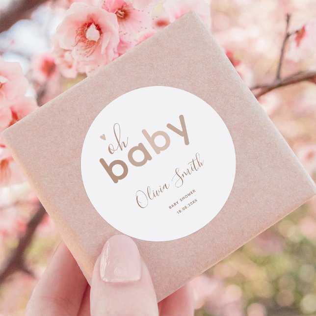 Pegatina Redonda Oh Baby Beige Neutral (Subido por el creador)