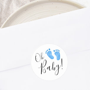 Pegatina Redonda Oh Baby Blue Feet
