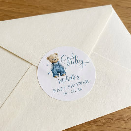 Pegatina Redonda Oh Baby Blue Jean Baby Denim Baby Shower