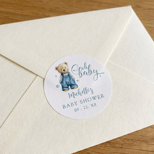 Pegatina Redonda Oh Baby Blue Jean Baby Denim Baby Shower