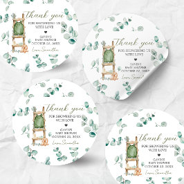 Pegatina Redonda Oh Baby Boho Eucalyptus Baby Shower