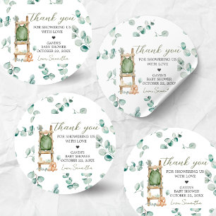 Pegatina Redonda Oh Baby Boho Eucalyptus Baby Shower