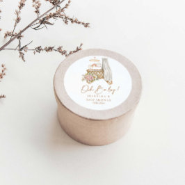 Pegatina Redonda Oh Baby Boho Floral Crib Bassinet Baby Shower