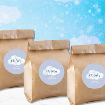 Oh Baby Boy Blue Clouds Sky Stars Baby Shower