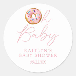 Pegatina Redonda Oh Baby Donut Chicas Sprinkle Baby Shower