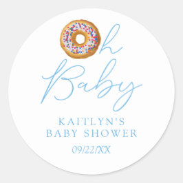 Pegatina Redonda Oh Baby Donut Sprinkle Boys Baby Shower
