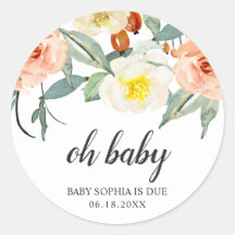 Oh Baby Floral Peach Chica Baby Shower Favor
