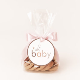 Pegatina Redonda Oh Baby Gender Neutral Modern Baby Shower