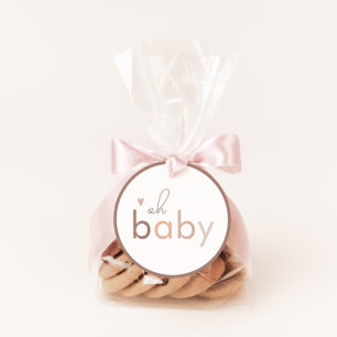 Pegatina Redonda Oh Baby Gender Neutral Modern Baby Shower