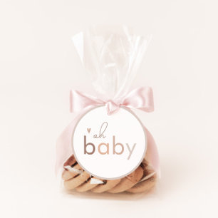 Pegatina Redonda Oh Baby Gender Neutral Modern Baby Shower