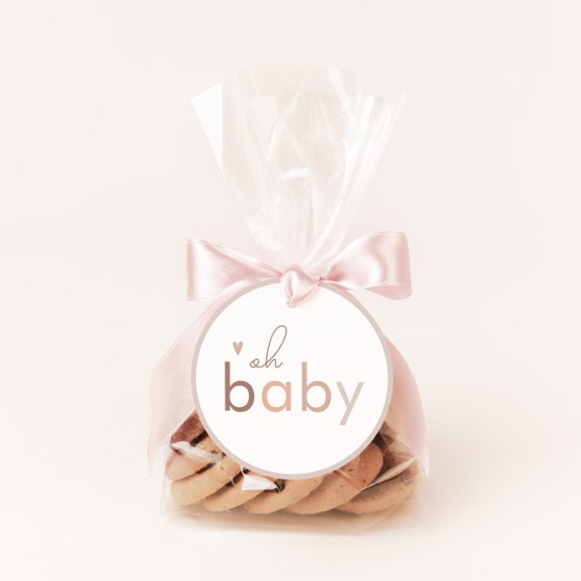 Pegatina Redonda Oh Baby Gender Neutral Modern Baby Shower (Subido por el creador)