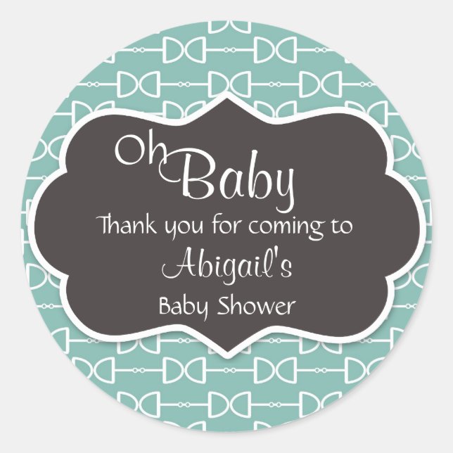 Pegatina Redonda Oh Baby Horse Bit Inglés Snaffle Baby Shower (Anverso)
