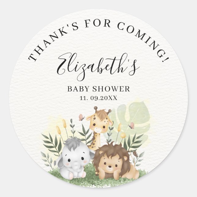 Pegatina Redonda Oh Baby Jungle Baby Shower Boy (Anverso)