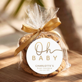 Pegatina Redonda Oh Baby Little Pearl Ocean Baby Shower Favor 